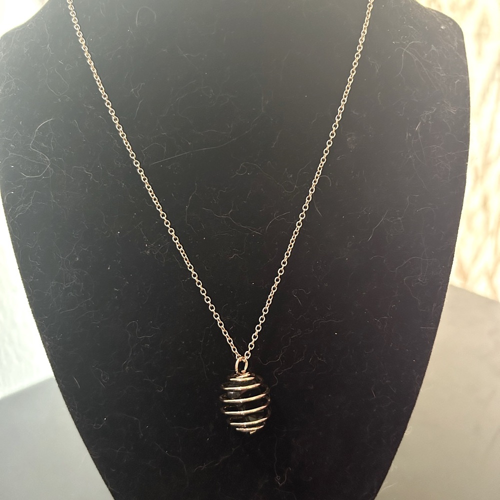 Gorgeous genuine black onyx caged hand made necklace!